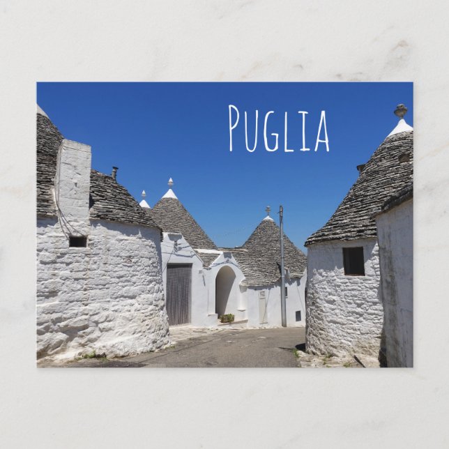 Trulli houses in Alberobello, Puglia text postcard (Front)
