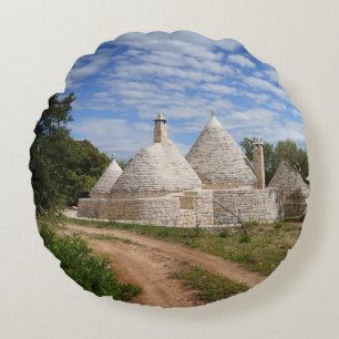 Trulli houses in Puglia/Apulia Round Cushion