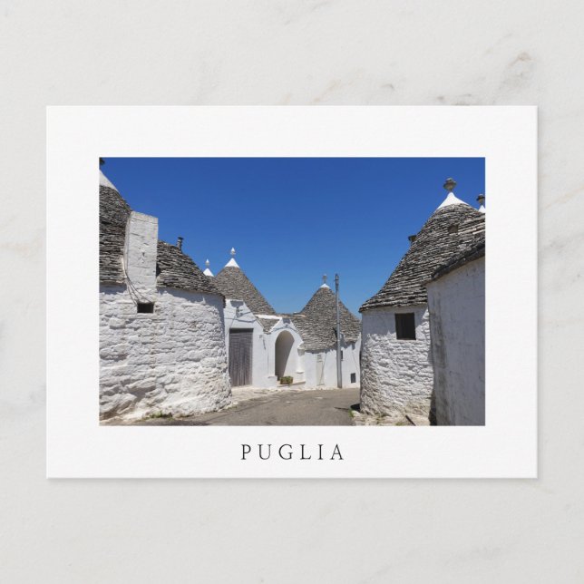 Trulli houses in Puglia white postcard (Front)