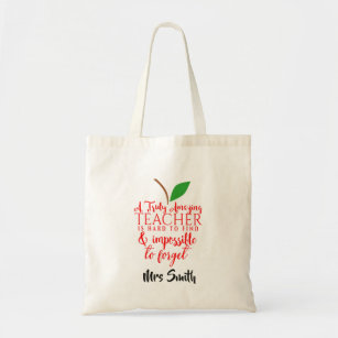 truly amazing impossible to forget red apple tote bag