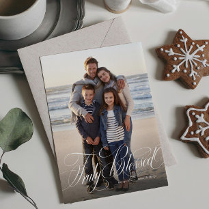Truly blessed elegant religious Christmas photo Holiday Card