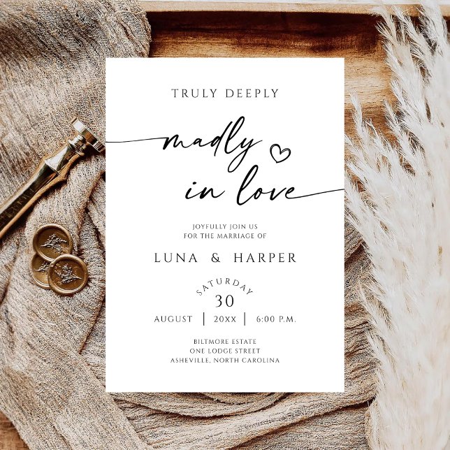 Truly Deeply Madly In Love Elegant Wedding Invite (Creator Uploaded)