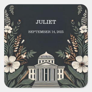 Truly Engaging 70s 80s Courthouse Bridal Shower Square Sticker