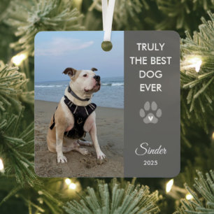 Truly The Best Dog Ever Photo Paw Print Metal Tree Decoration
