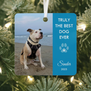 Truly The Best Dog Ever Photo Paw Print Metal Tree Decoration