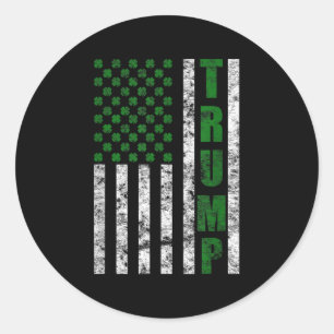 Trump 2020 American Flag Vintage St. Patricks Day Classic Round Sticker