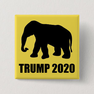 Trump 2020 Bold Print Elephant silhouette 15 Cm Square Badge