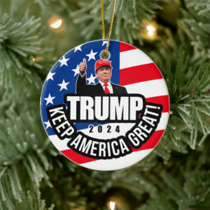 Trump 2020 Keep America Great Ceramic Tree Decoration