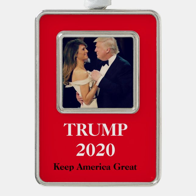 Trump 2020 Keep America Great Silver Plated Framed Ornament (Front)