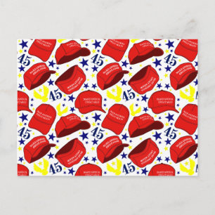 Trump 2020 MAGA Hat Pattern - White - Postcard