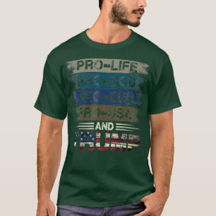 Trump 2020  Pro Life God Gun USA MAGA Retro T-Shirt