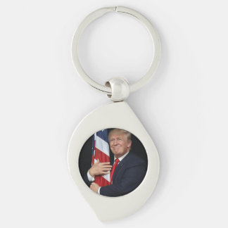 Trump 2020 Trump Hugging The American Flag Key Ring