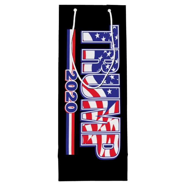 Trump 2020 Trump hugging the Flag Wine Gift Bag (Back)