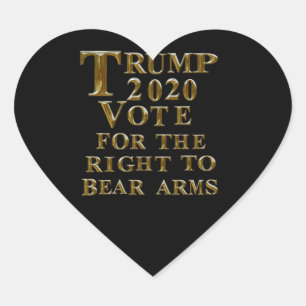 TRUMP 2020 VOTE FOR THE RIGHT TO BEAR ARMS HEART STICKER