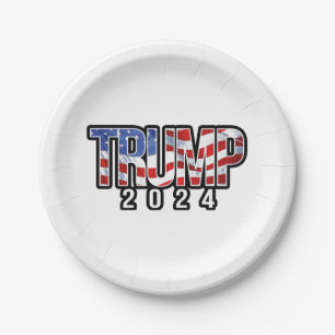 Trump 2020 Waving Flag Paper Plate