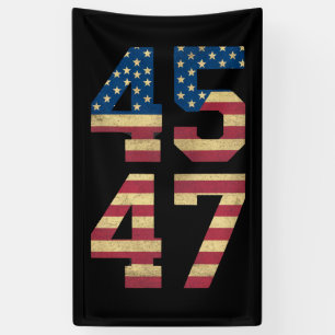 Trump 2024 45 47 Vintage American Flag Retro 4547  Banner