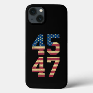 Trump 2024 45 47 Vintage American Flag Retro 4547 iPhone 13 Case