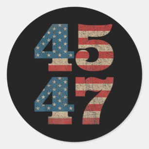 Trump 2024 45 47 Vintage American Flag Retro 4547 Classic Round Sticker