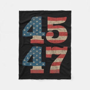Trump 2024 45 47 Vintage American Flag Retro 4547 Fleece Blanket