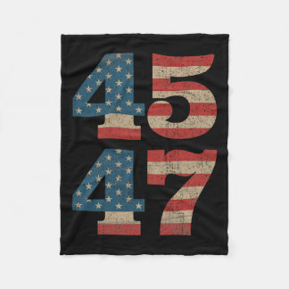 Trump 2024 45 47 Vintage American Flag Retro 4547  Fleece Blanket