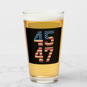 Trump 2024 45 47 Vintage American Flag Retro 4547  Glass
