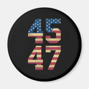 Trump 2024 45 47 Vintage American Flag Retro 4547  Magnet