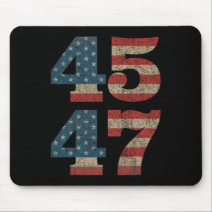Trump 2024 45 47 Vintage American Flag Retro 4547 Mouse Mat