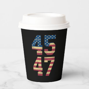 Trump 2024 45 47 Vintage American Flag Retro 4547  Paper Cups