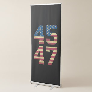 Trump 2024 45 47 Vintage American Flag Retro 4547 Retractable Banner