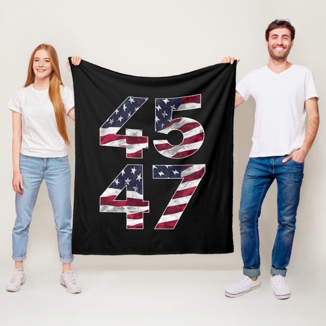 Trump 2024 45 47 Vintage USA Fleece Blanket (In Situ)