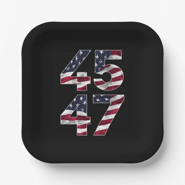 Trump 2024 45 47 Vintage USA Paper Plate (Front)