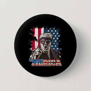 Trump 2024 4th Of July Patriotic American Flag Mer 6 Cm Round Badge