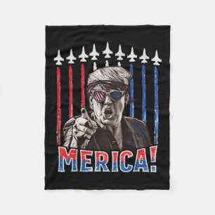 Trump 2024 4th Of July Patriotic American Flag Mer Fleece Blanket