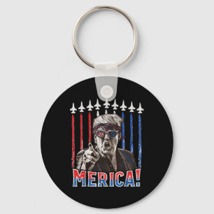 Trump 2024 4th Of July Patriotic American Flag Mer Key Ring