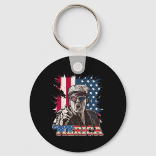 Trump 2024 4th Of July Patriotic American Flag Mer Key Ring