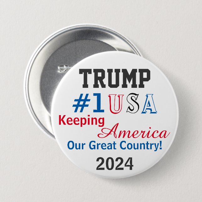 Trump 2024 7.5 cm round badge (Front & Back)