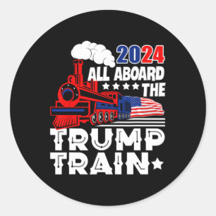 Trump 2024 All Aboard The Trump Train Usa American Classic Round Sticker