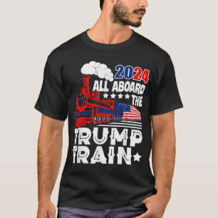Trump 2024 All Aboard The Trump Train USA American T-Shirt