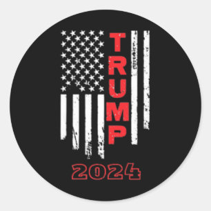 Trump 2024 American Flag Adult Short Sleeve Shirt Classic Round Sticker
