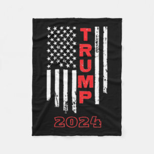 Trump 2024 American Flag Adult Short Sleeve Shirt Fleece Blanket