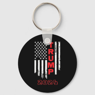 Trump 2024 American Flag Adult Short Sleeve Shirt Key Ring