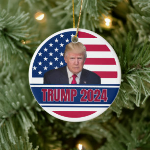 Trump 2024 American Flag Ceramic Tree Decoration