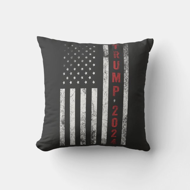 Trump 2024 American Flag Distressed Vintage  Gift Cushion (Front)