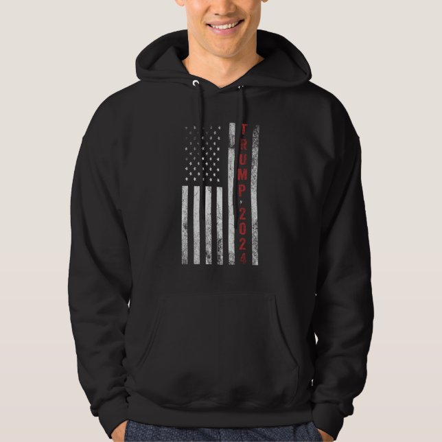 Trump 2024 American Flag Distressed Vintage  Gift Hoodie (Front)