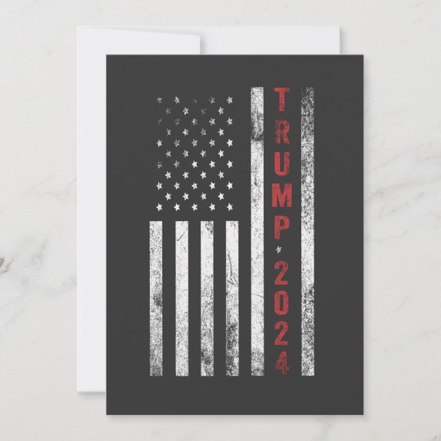 Trump 2024 American Flag Distressed Vintage  Gift Invitation (Front)