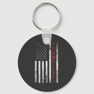 Trump 2024 American Flag Distressed Vintage Gift Key Ring