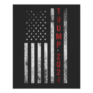 Trump 2024 American Flag Distressed Vintage Gift Poster