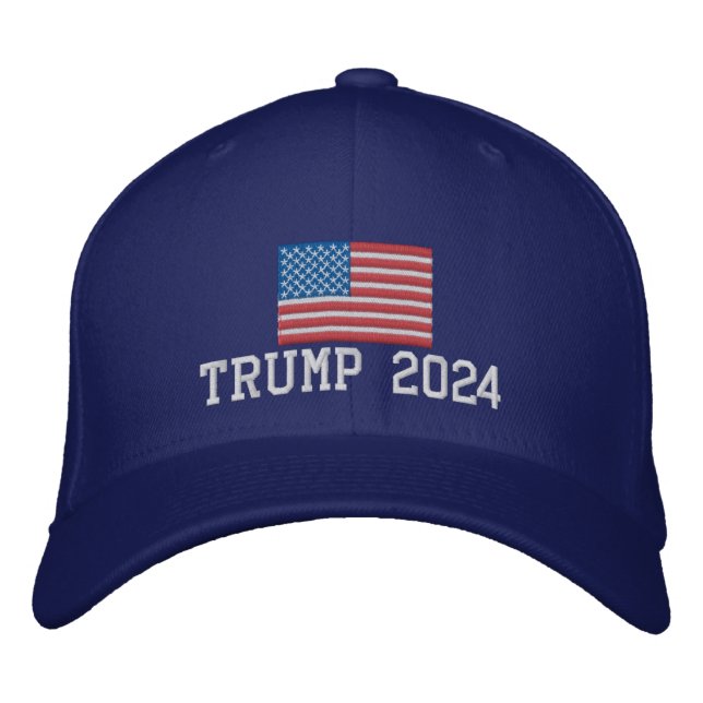 Trump 2024 American Flag Embroidered Hat (Front)
