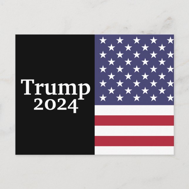 Trump 2024 American Flag on Black Postcard (Front)