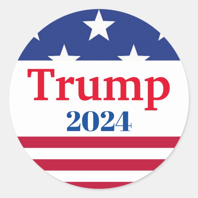 Trump 2024 American Flag Patriotic Classic Round Sticker (Front)